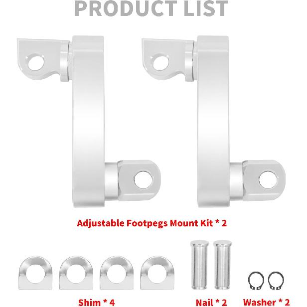 HDBUBALUS Passenger Footpegs Mount Kit Adjustable Highway Pegs Extension Brackets Male Mount Footpegs Clamp fit For Harley Sportster Dyna Softail