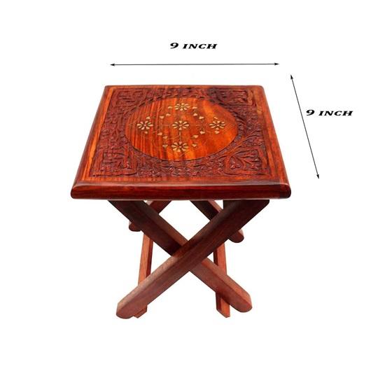 Wooden Folding Stool Square Living Room Center Table Wooden Folding Coffee Tea Table
