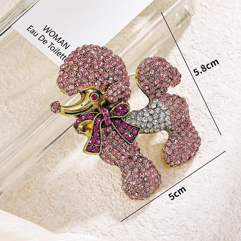 SKEDS Luxury Creative Heavy Industry Full Crystal Poodle Badges Pins For Women Men Fashion Classic Dog Rhinestone Party Brooches