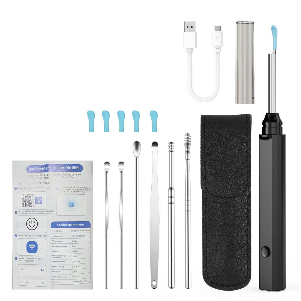 LED Lighted Ear Pick Spoon Ear Wax Cleaner with Soft Silicone Tip Rechargeable Electric Ear Pick for Family Check Ear