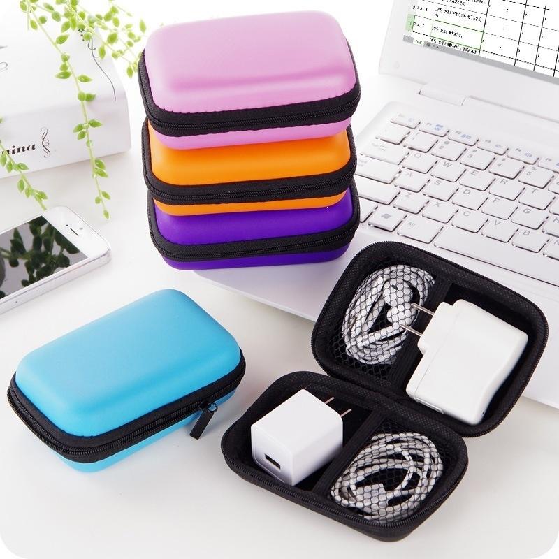 1Pc Portable Mini Tech Accessory Organizer Bag, Eva Hard Shell For Earbuds, Usb Drives & Chargers Home & Travel Organization