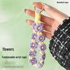 Bohemian Daisy Keychain: Handmade Chrysanthemum Spring Ring with Woven Wrist Strap
