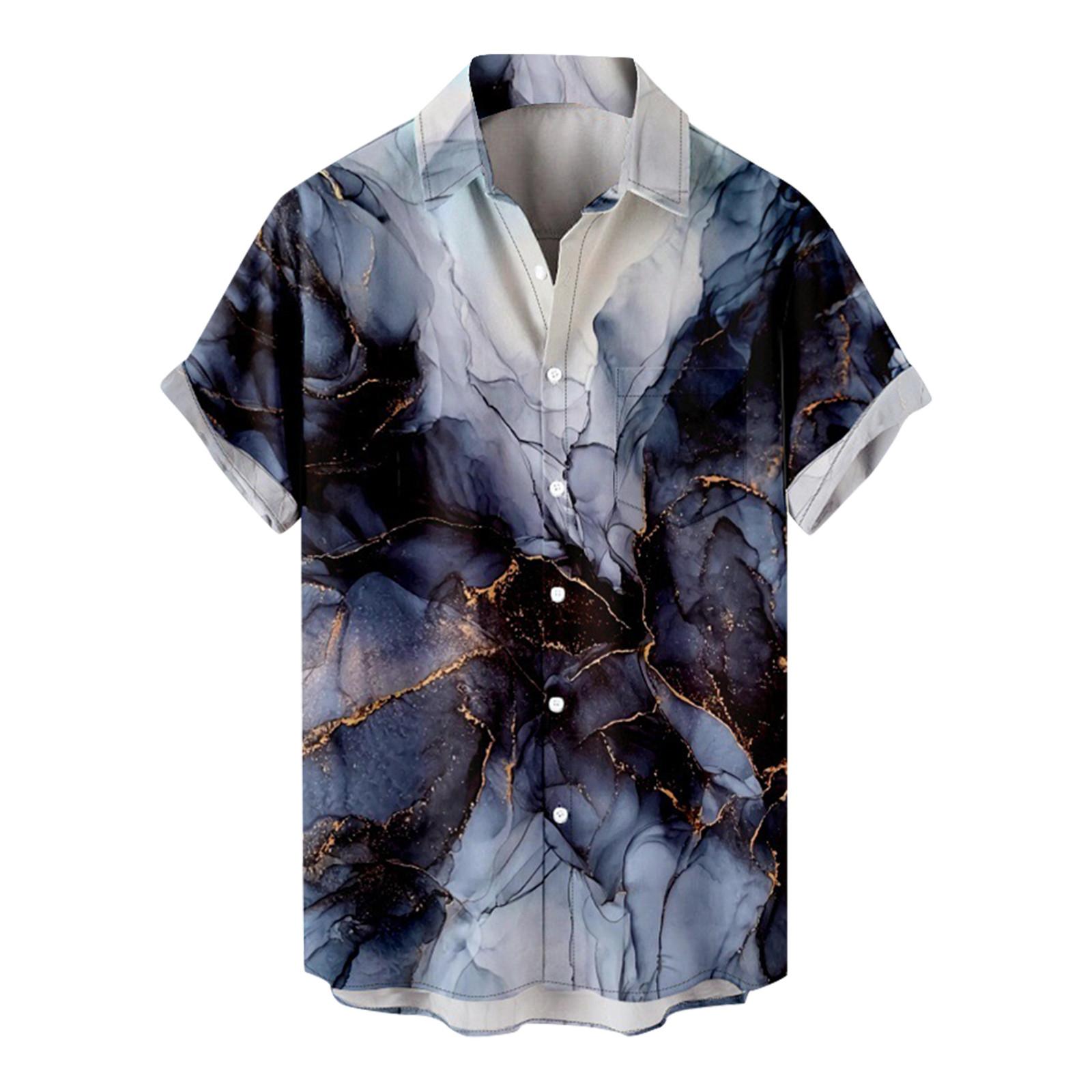 

Мужская повседневная пляжная праздничная одежда с лацканами, модная рубашка, гавайская рубашка с короткими рукавами XXXL