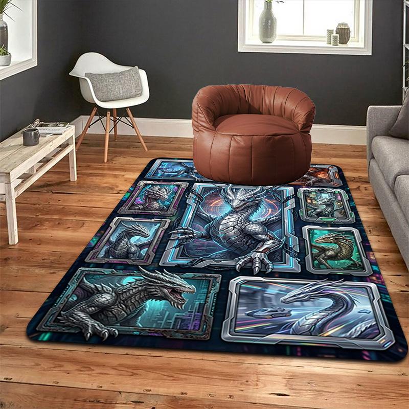 Cyber Dragon Compilation Pattern Rug Floor Mat for Living Room or Bedroom Soft and Comfortable Carpet a Gift for Birthday and Holiday.