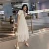 Fake Two-piece Dress Female Summer New Temperament Fairy Skirt Sequined Medium and Long Mesh Skirt Women's Clothing