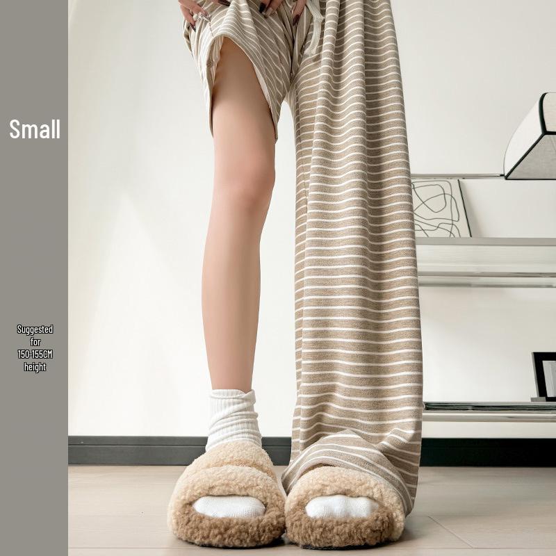 Women's Soft Glutinous High-Waisted Striped Wide-Leg Pants - Spring/Autumn 2025