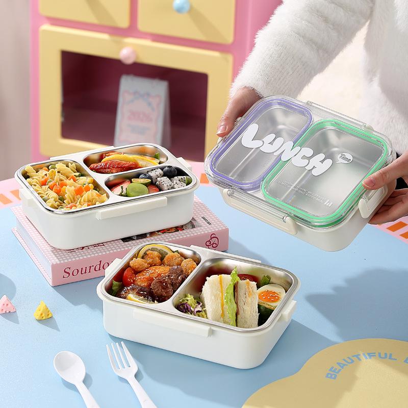 304 Stainless Steel Bento Lunch Box for Students and Office Workers - Microwave Safe and Leakproof