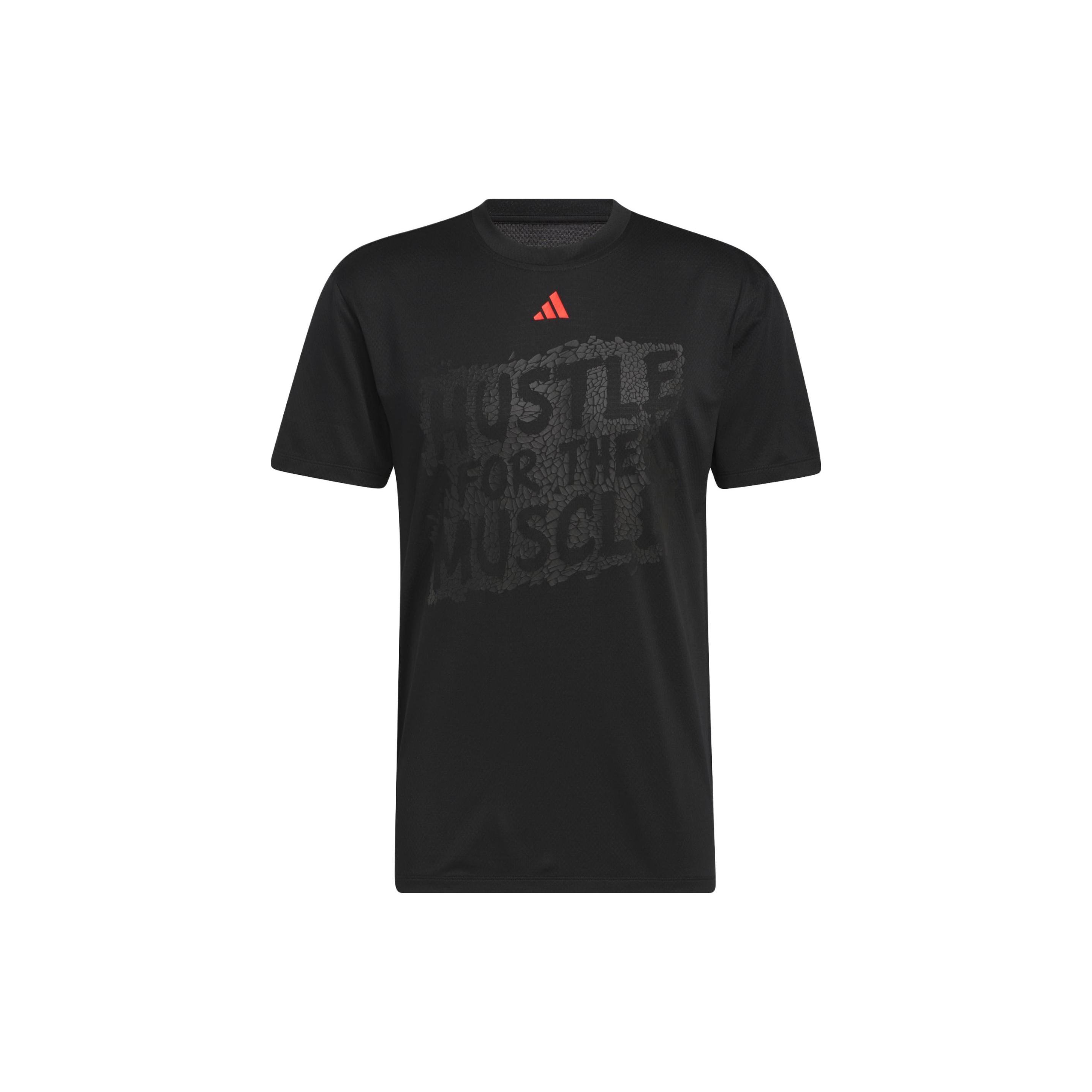 adidas Hustle For The Muscle Aeroready Short Sleeve Graphic Training T-Shirts  Black  Men s HT3016 S