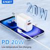 1 Stk./2 Stk. 20W Ladegerät Europäischer Typ-C Superschnellladung kompatibel mit Apple und anderen Smartphones 20W USB-C Dual-Port Wandladegerät