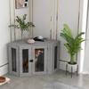 Dog Crate Furniture Side Table, with Cushion, 104 x 55 x 63cm - Grey