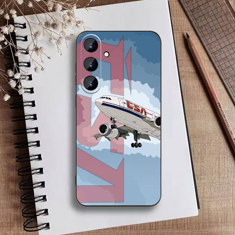 Graffiti Travel Airplane Pattern Phone Case For Samsung Galaxy A73,A21s,A22,A31,A52,A53,A71,A41Soft Black Shell