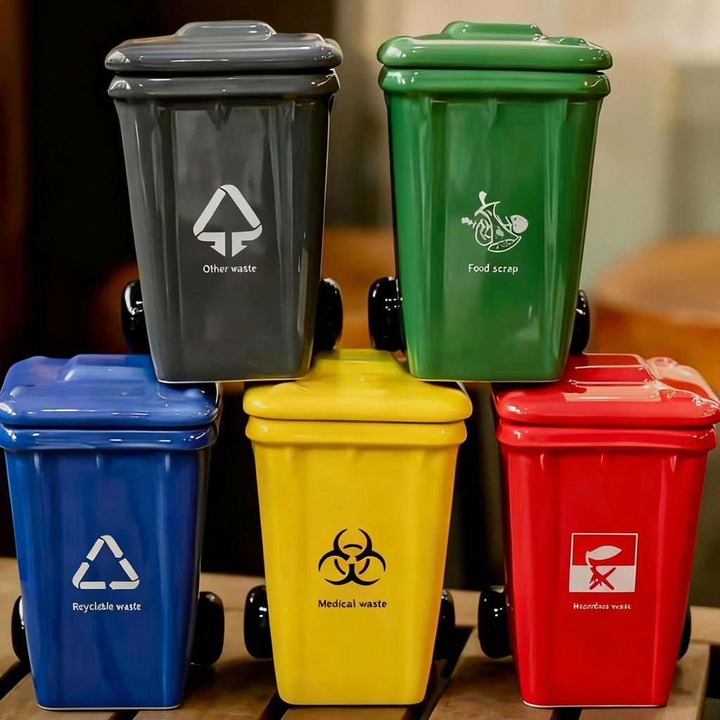 Creative Trash Can Shaped Coffee Mug Ceramic Mug Wheelie Trash Bin Ceramic Mug With Shovel-shaped Spoon Funny Birthday Gifts