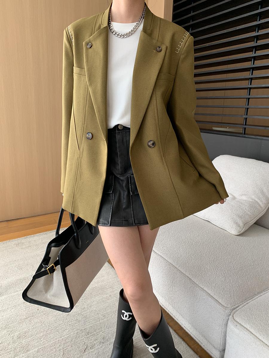 

Блейзер Compass Niche из тенселя и льна с цветовыми блоками, Осень/Зима 2025, SN6116 Large хаки