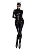 Sexy Women Cosplay Maid Tight Wear Pu Oil Glossy Shiny Elastic Bodysuit Zipper Crotch Rompers Jumpsuits Faux Leather