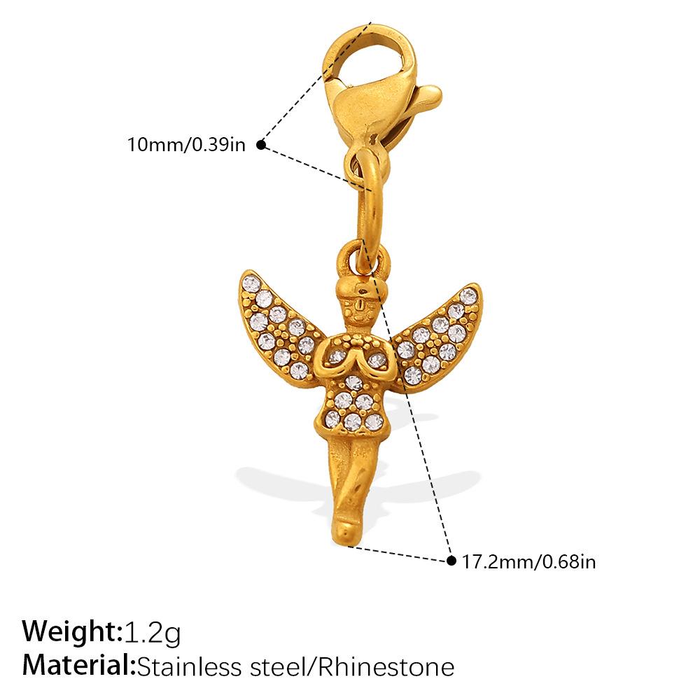 Fashion Light Luxury Diamond Star Moon Sun Lobster Buckle Pendant Stainless Steel Gold Plated DIY Versatile Accessories