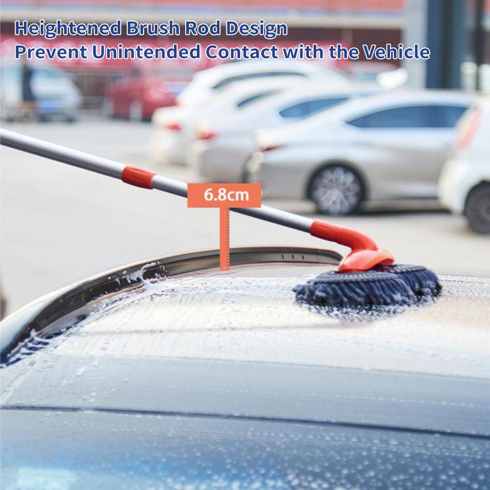 Long Chenille Microfiber Wash Mop with Extension Pole Rotatable Dual Head Car Wash Brush