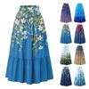 Maxirock für Damen mit Kordelzug, hohe Taille, lange Sommerröcke, leicht, gestuft, fließend, geblümt, Faltenröcke