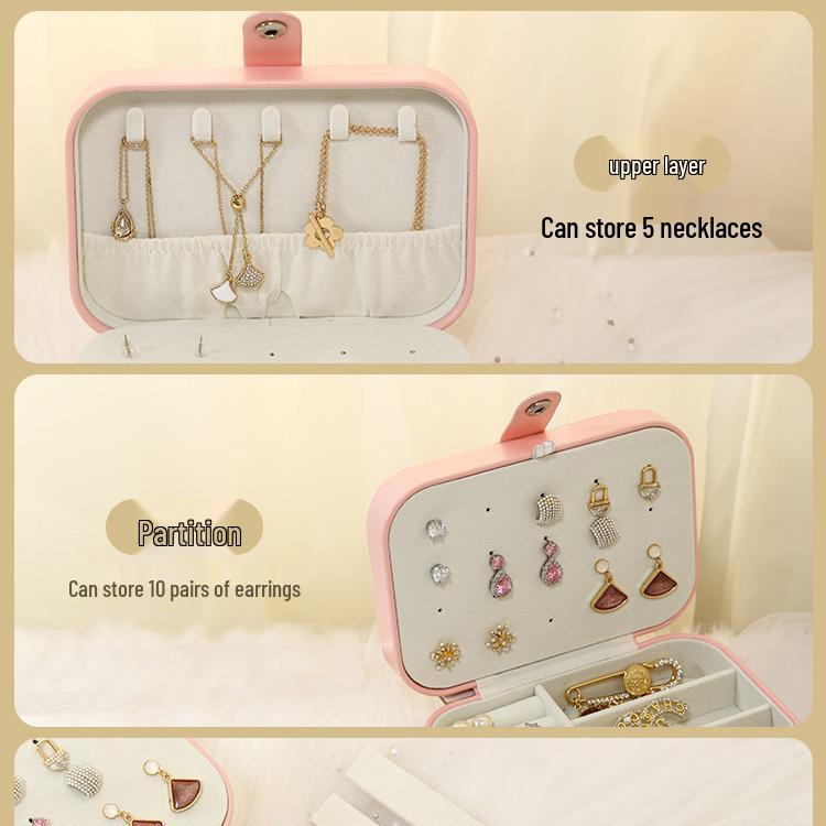 Exquisite Portable Jewelry Storage Box for Earrings, Rings & Necklaces