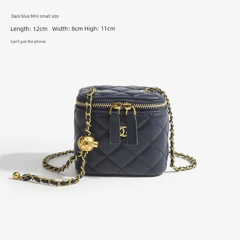 

Classic Style Box Quilted Crossbody Leather Women s Bag Blue Mini small size small incense logo