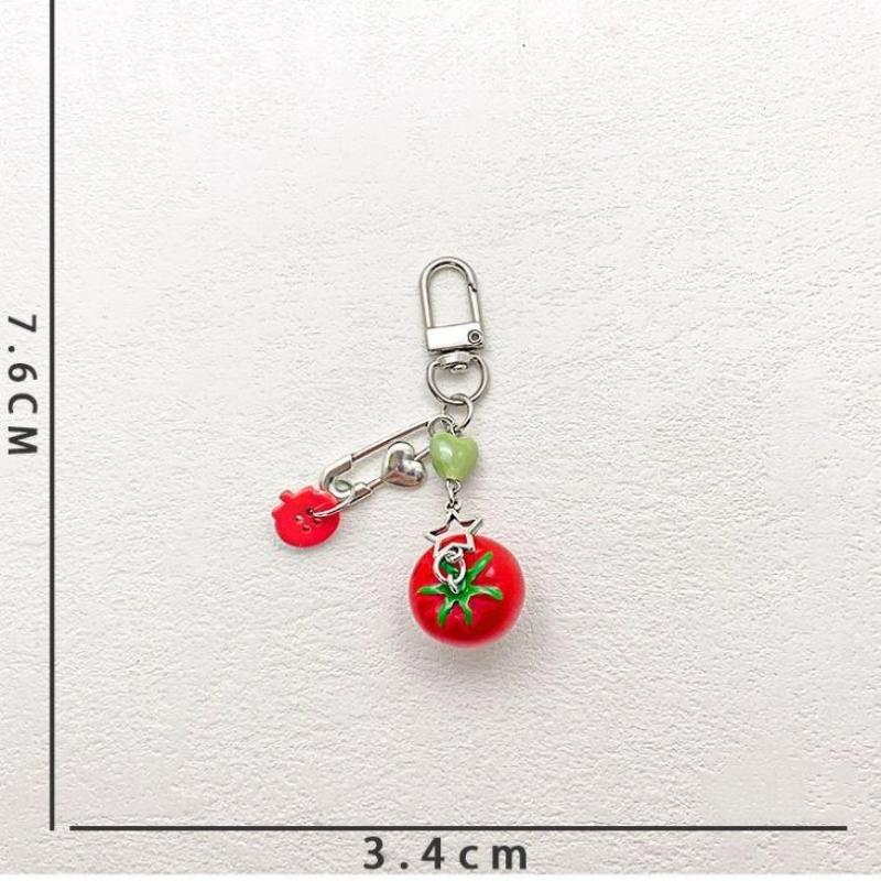Porte-clés breloque feuille de tomate mignonne pour femmes filles porte-clés perlé breloque de sac ornement sacs d'étudiant décoration de voiture téléphone