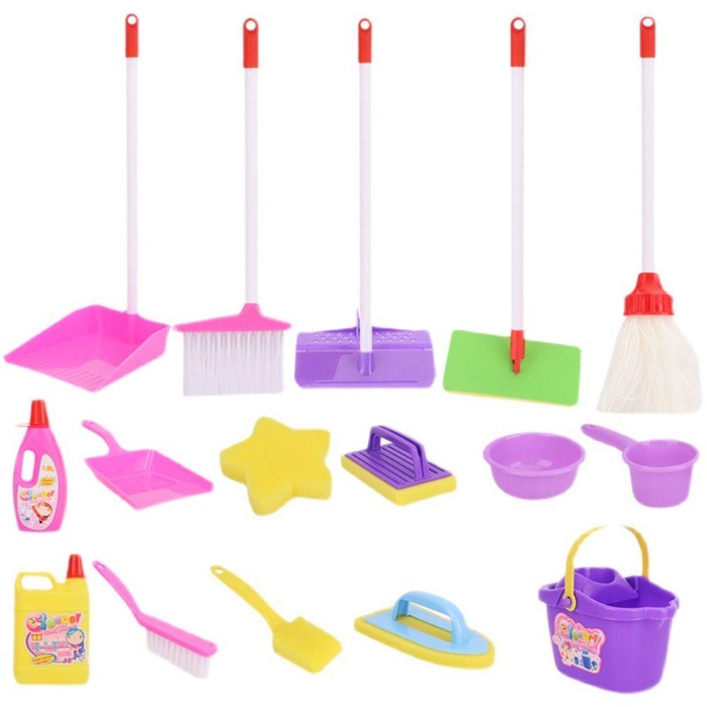 Role Playing Children Cleaning Kit Broom Brush Housekeeping Playset  Housework Supplies