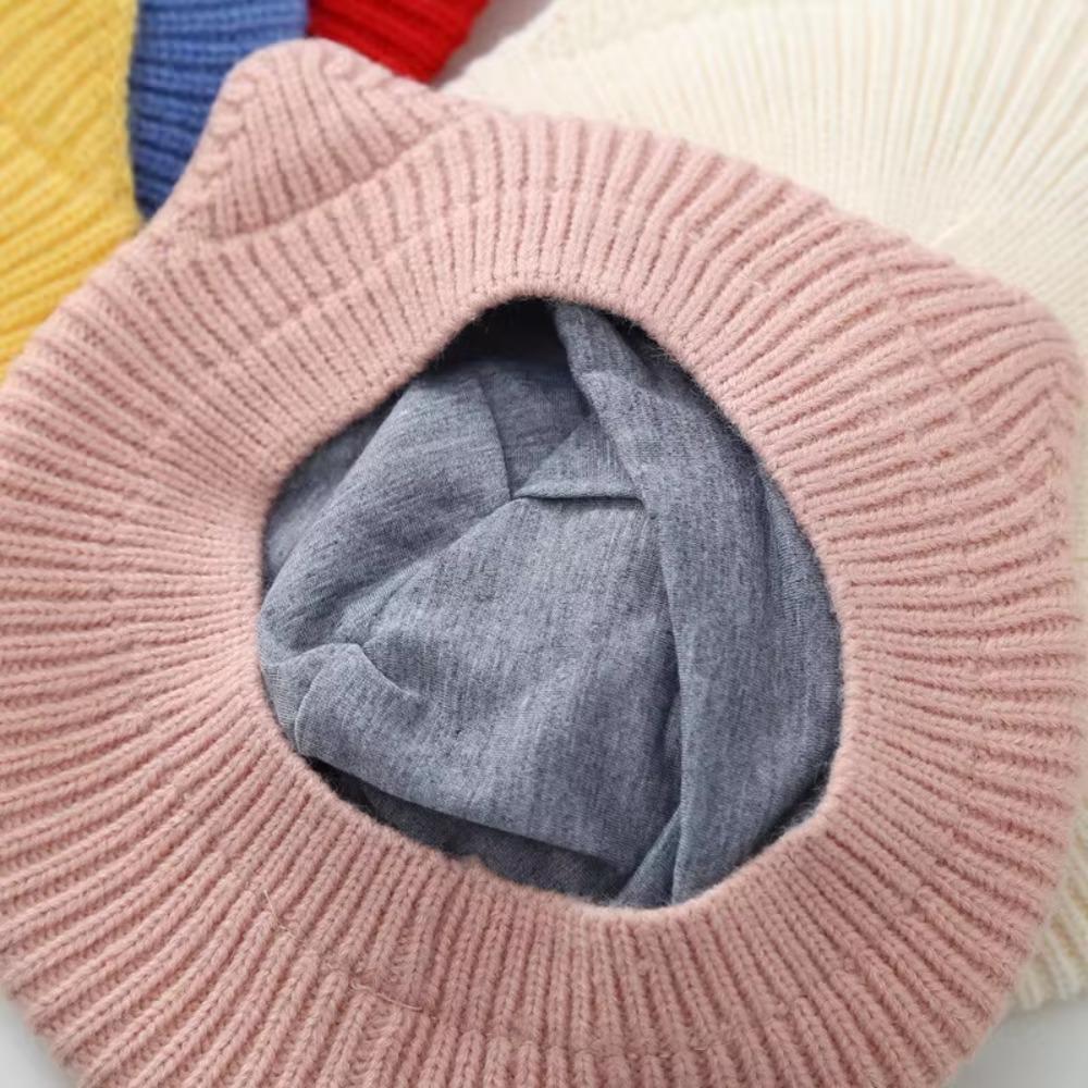 Solid Color Beanie Cap Wool Crochet Bonnet Cute Beret Hat Autumn Winter