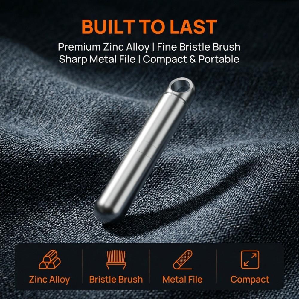 Mini Cleaning Brush & Nail File Zinc Alloy Nail Grooming  Mobile Phone Earbuds