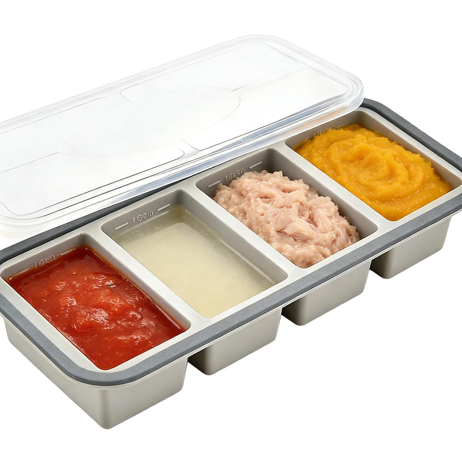 Silicone Molds Giant Storage For Food Meal Sauce With Lid Silicone Freezer Trays Extra Large Soup Ice 4 Cubes Tray Food Freezing verde