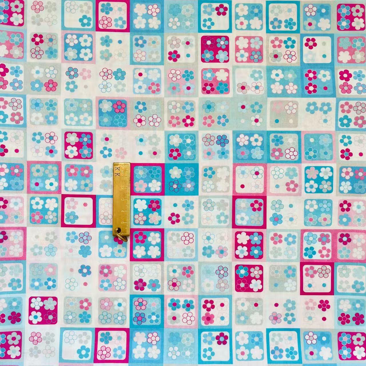 60S Pure Cotton Poplin Fabric, Digital Printed, Plaid Series; for Bags, Cheongsams, Dresses, Loungewear & Garment Materials