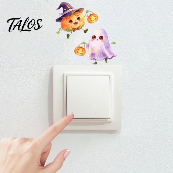 Ghost Light Switch Decals Halloween Pumpkin Sticker, Cartoon Self-Adhesive Removable Holiday Sticker Wall Decoration Decal for Living Room Bedroom