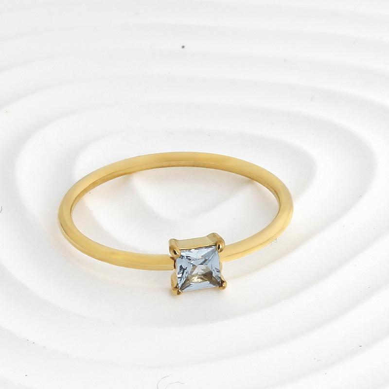 

Европейские и американские легкие роскошные кольца из титановой стали с синим, красным, белым цирконием, темпераментное универсальное невыцветающее кольцо для женщин из нержавеющей стали No.8