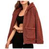 Fashion Casual Ladies Hooded Sweater Plush Pocket Top Solid Color Coat