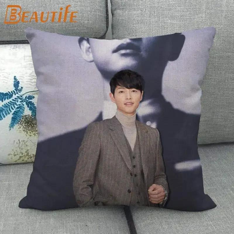 45X45cm Vincenzo Song Joong Ki KPOP Pillow Cover Square Zipper Cotton Linen Fabric Pillow Cases Bedroom Home Decorative Gift