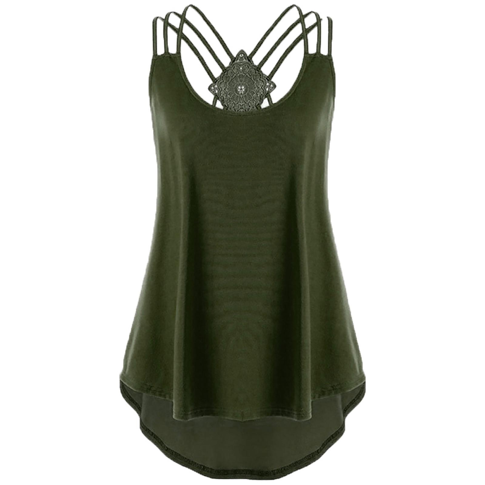 Ladies  Bandages Sleeveless Vest Top High Low Tank Top Notes Strappy Tank Tops L