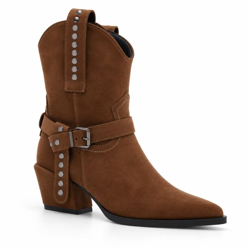 Bota Taupe Estilo Cowboy Con Hebilla Montevita Elche 105377