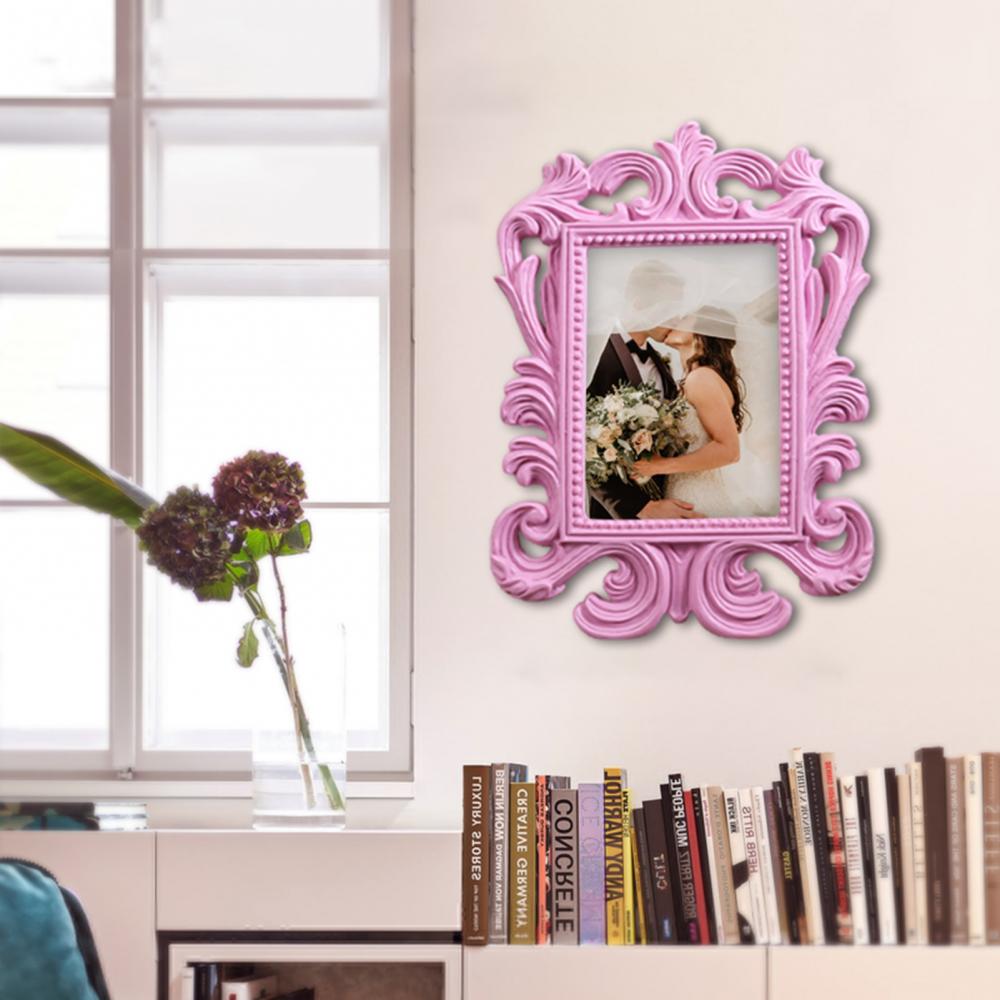 Floral Photo Frame Elliptical Picture Frame Small Baroque Photo Holder Desktop Picture Frame Wedding and Home Decor Gift