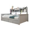 Schlafsofa 90x200, Schubladen und Regale, Lattenrost, Kinderbett, Jugendbett, Einzelbett, Massivholzbett Grau