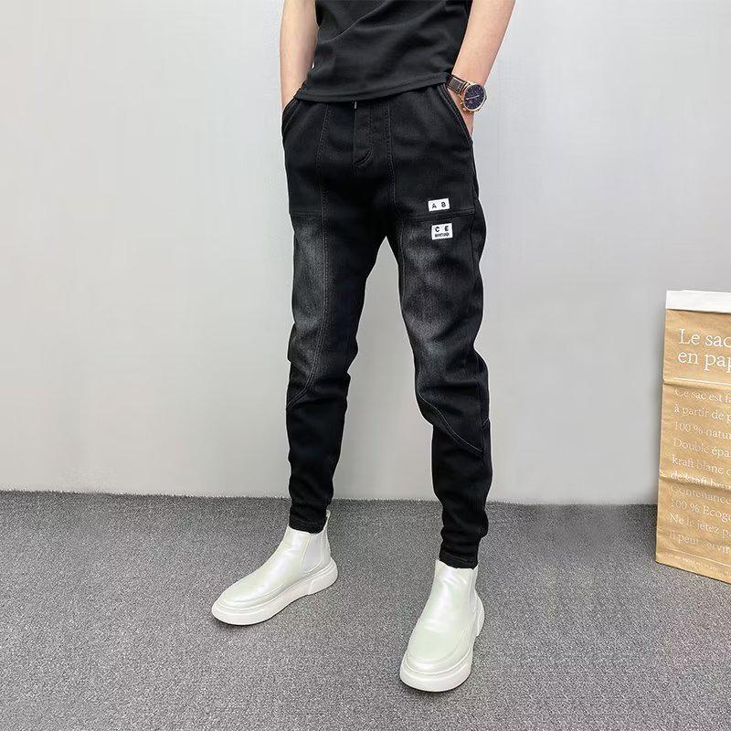 

Мужские модные летние брюки-джоггеры - Свободный крой, Длина девять точек, Повседневный стиль для весны и осени 34 серый/чёрный