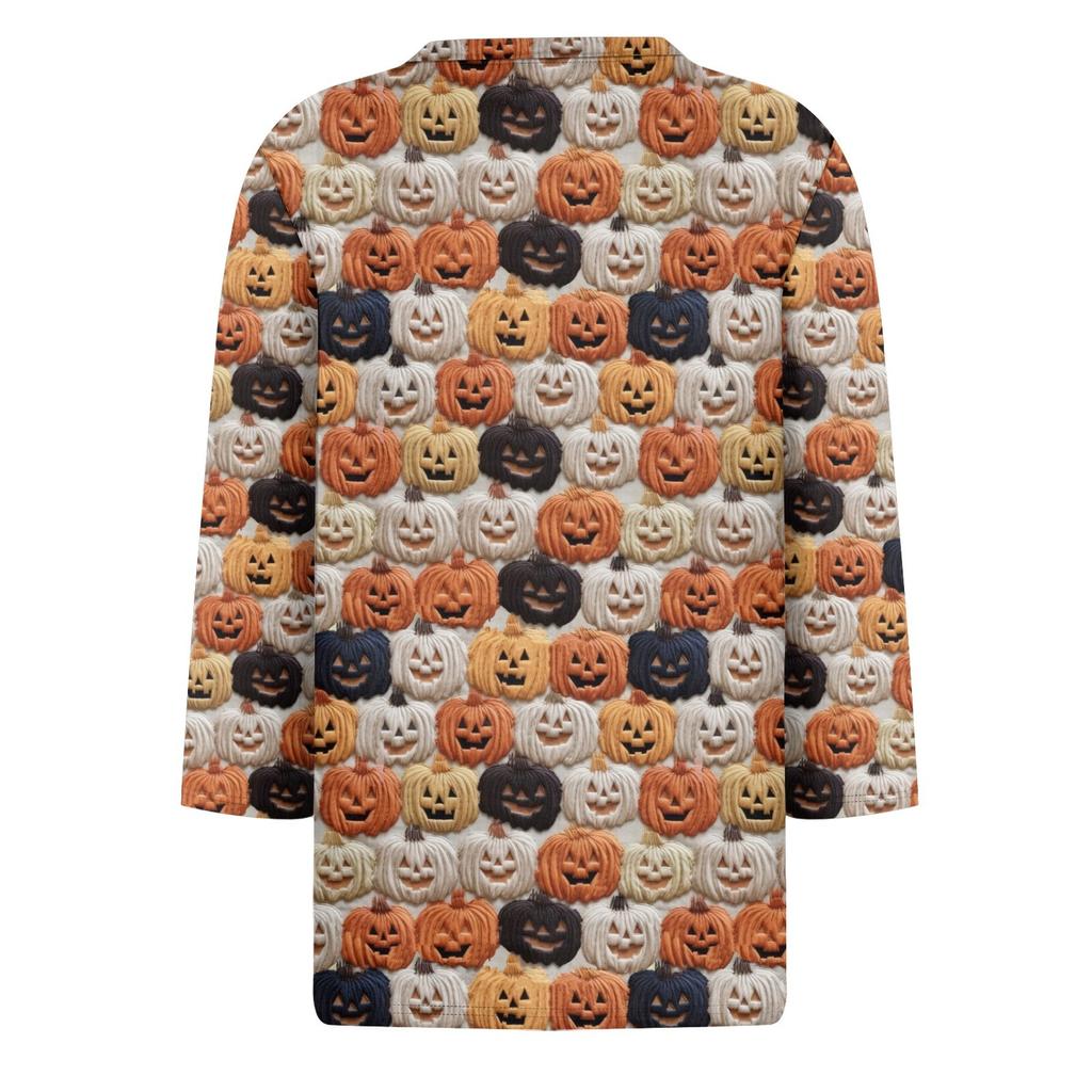 Damenmode Lässig Dreiviertelärmel Halloween-Print Rundhals-Top