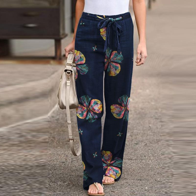 ZANZEA Pantaloni casual in cotone con stampa floreale casual Plus Size Pantaloni  larghi a gamba larga acquista in modo economico — spedizione gratuita,  recensioni reali con foto — Joom
