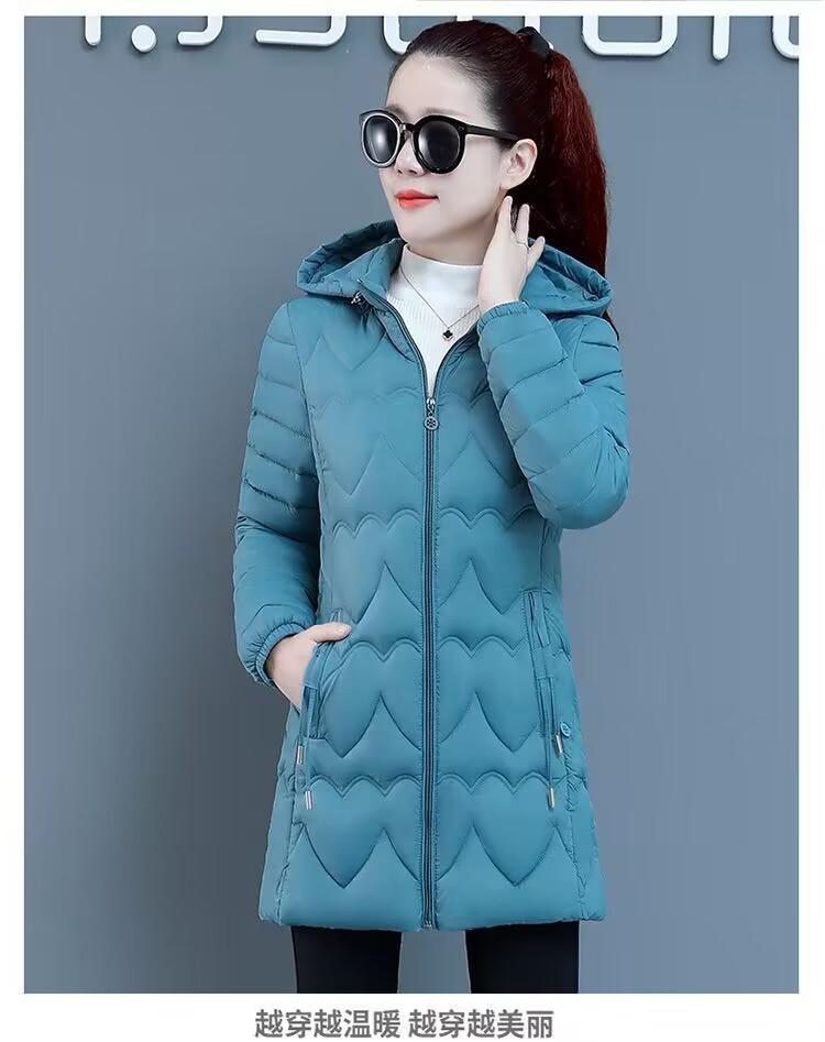 

хлопковая одежда для женщин новая женская средней длины большого размера со стойкой воротником приталенная с капюшоном теплая куртка на хлопковой подкладке для женщин среднего возраста 6XL140-155 зелёный