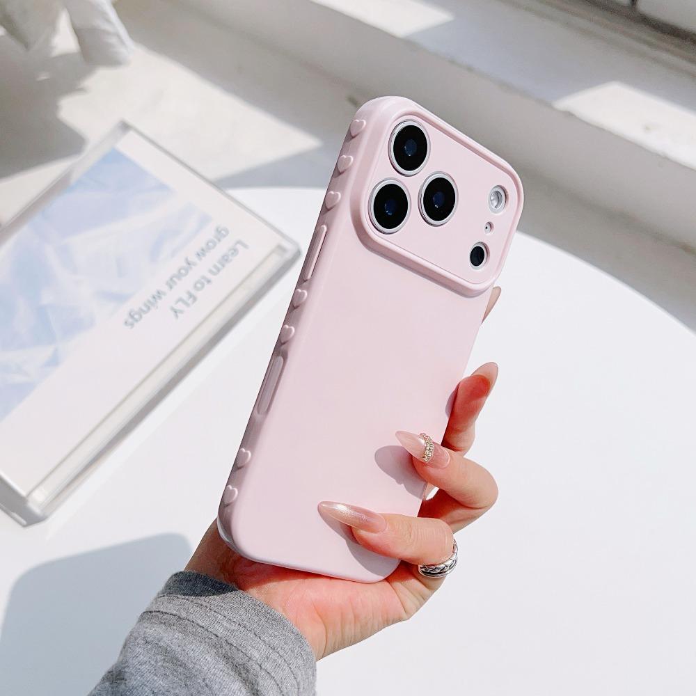 Simple Solid Color Colors For For Iphone 17 Pro 16 1 14 Plus 13 12 Pro Max Side Heart-shaped TPU Phone Cover Case