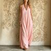 European and American new women's clothing, casual sleeveless loose pocket women's long dress