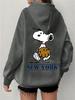 Simple Design Snoopy Printed Zipper Sweater Casual Loose Sweater Cardigan Jacket