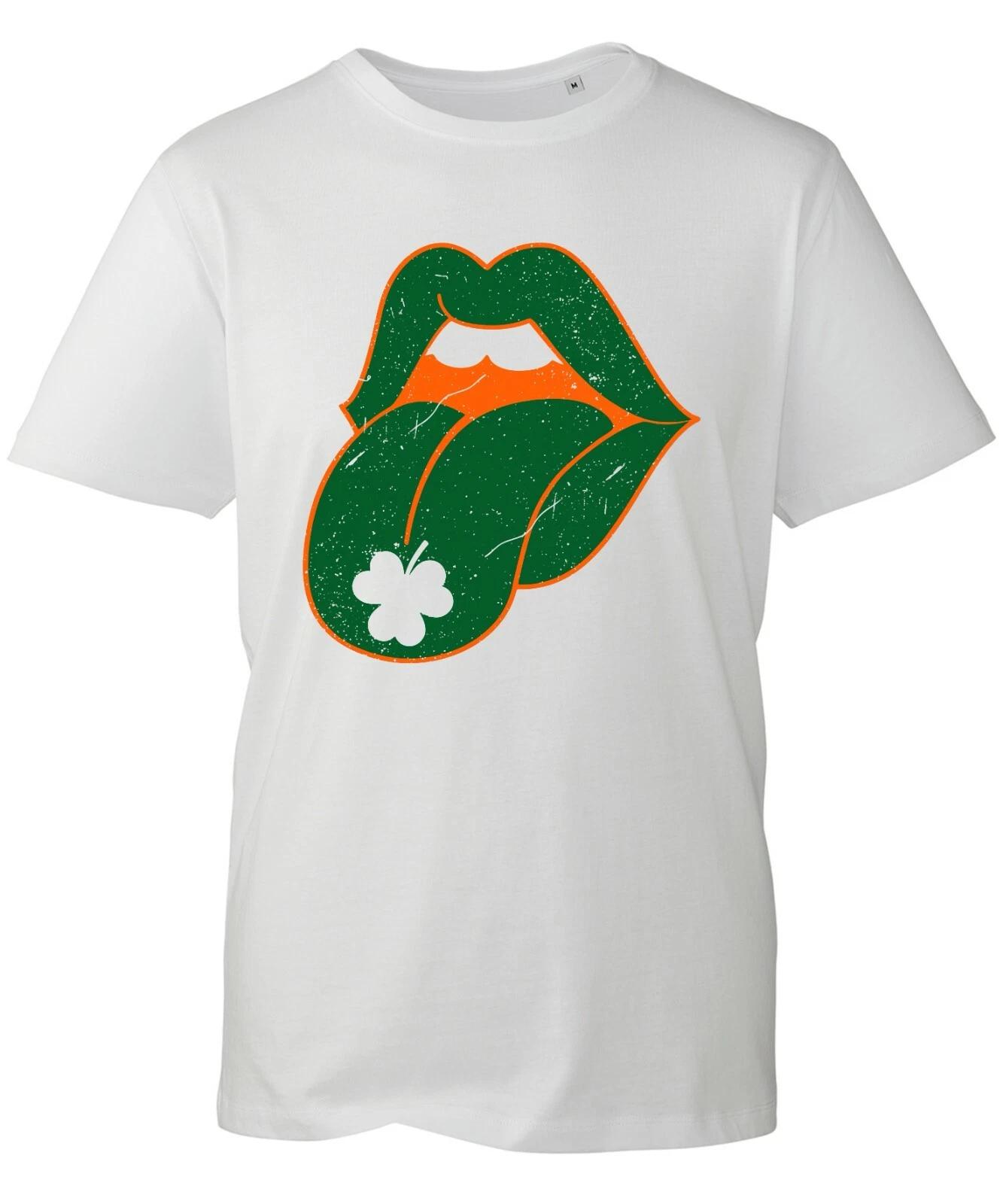Ireland Flag Lips Licked T-Shirt, St Patrick s Day Leprechaun Irish Kiss Top M