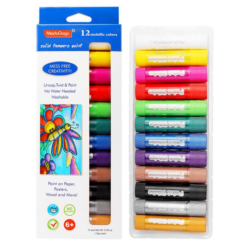 Children s Quick-Dry 12 Metallic Color Rotating Crayons - Non-Staining Doodle Oil Pastels Set 12 Colors