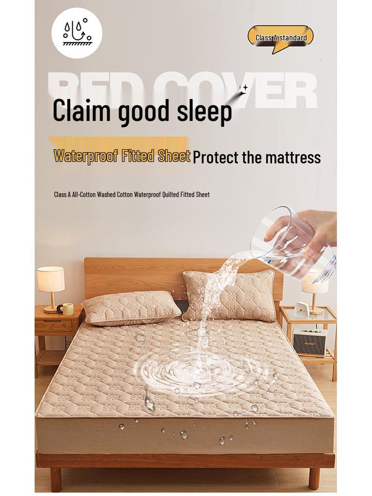 Class A Quilted Waterproof Cotton Mattress Protector - Breathable, Skin-friendly, Non-slip, Anti-stain, Urine-proof, Machine Washable.