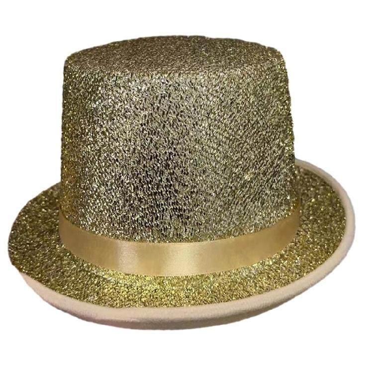 Magician Hat Wide Brim Fedora Hat Stage Top Hat Short Brim Flickering Glitter