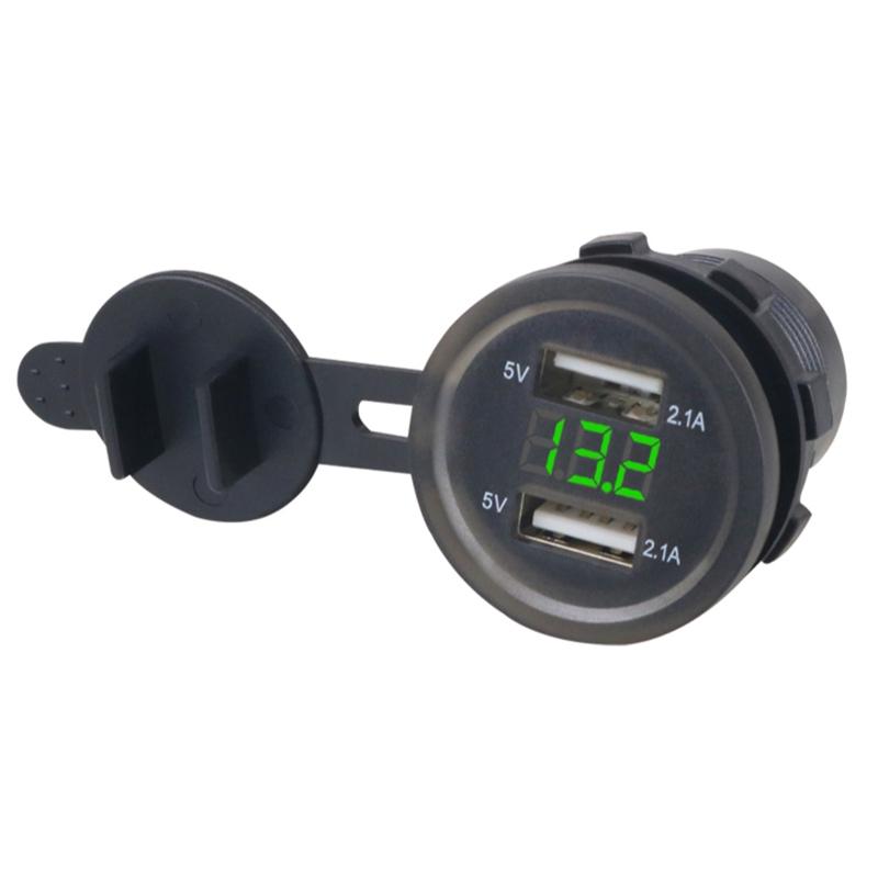 Dual USB Car Socket 12-24V Voltmeter LED Car Accessories Power Adapter