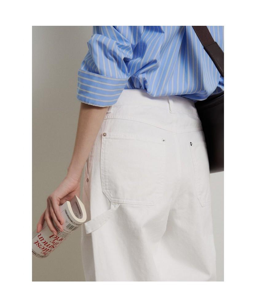 Binpolleidiseu [B. My] Denim Carpenter Pants - Ivory (Bf6221N020)